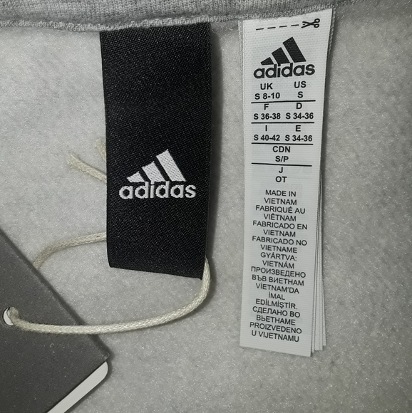 🆕Adidas | Full Zip Up Hooded Sweatshirt Grey & black Womens Size Small - Picture 5 of 9